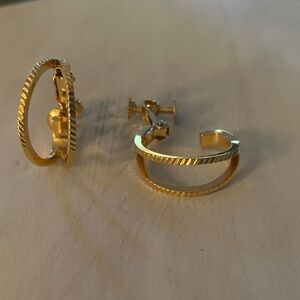 Gold-Tone Twisted Edge Hoop Earrings